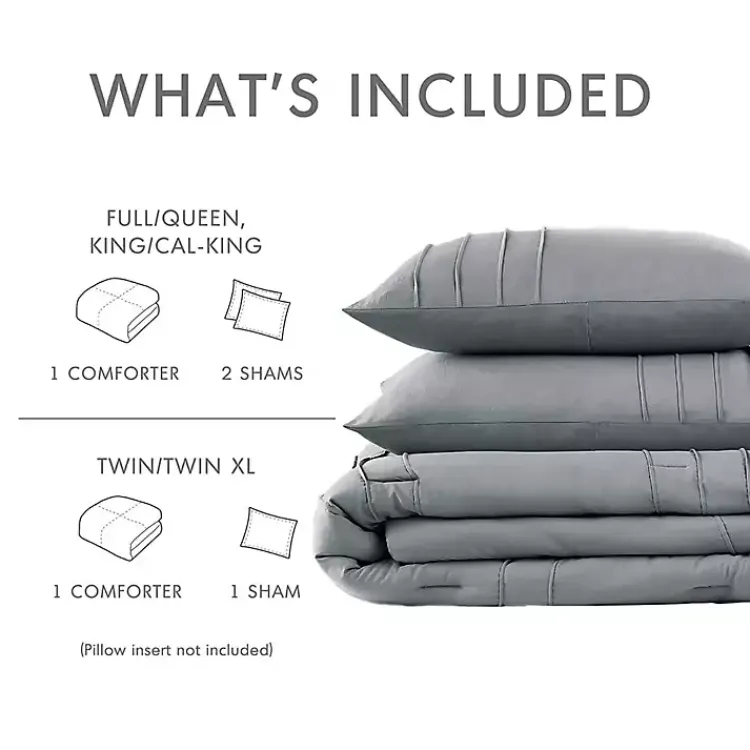 Kirklands Home Gray Pleated Grid 3-pc. King Comforter Set Blue Best