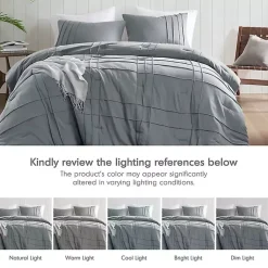 Kirklands Home Gray Pleated Grid 3-pc. King Comforter Set Blue Best