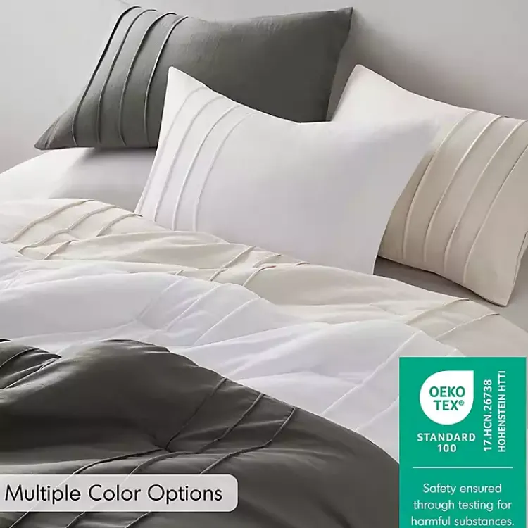 Kirklands Home Gray Pleated Grid 3-pc. King Comforter Set Blue Best
