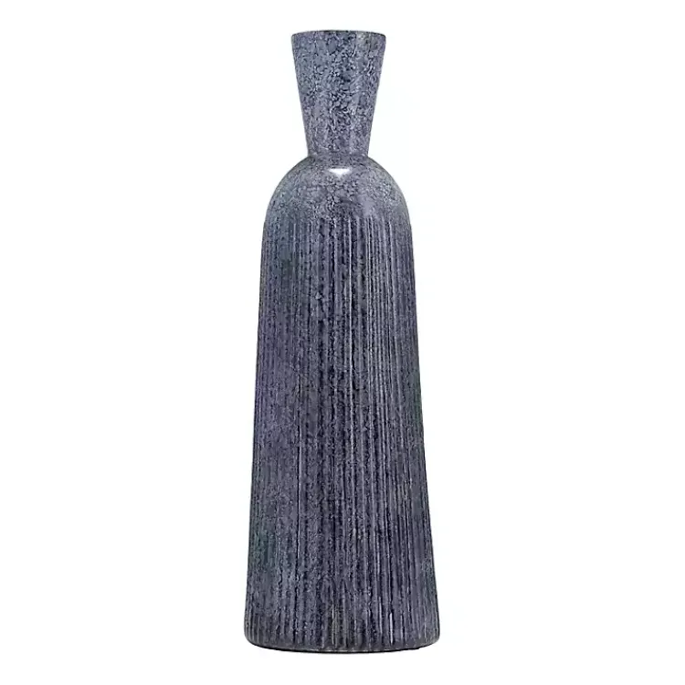 Vases>Kirklands Home Grooved Glass Vase, 20in Blue