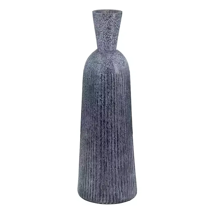Vases>Kirklands Home Grooved Glass Vase, 20in Blue