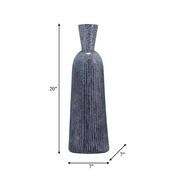 Vases>Kirklands Home Grooved Glass Vase, 20in Blue