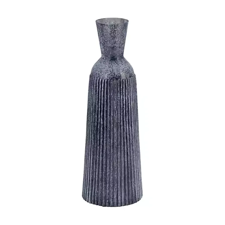 Vases>Kirklands Home Grooved Glass Vase, 16in Blue