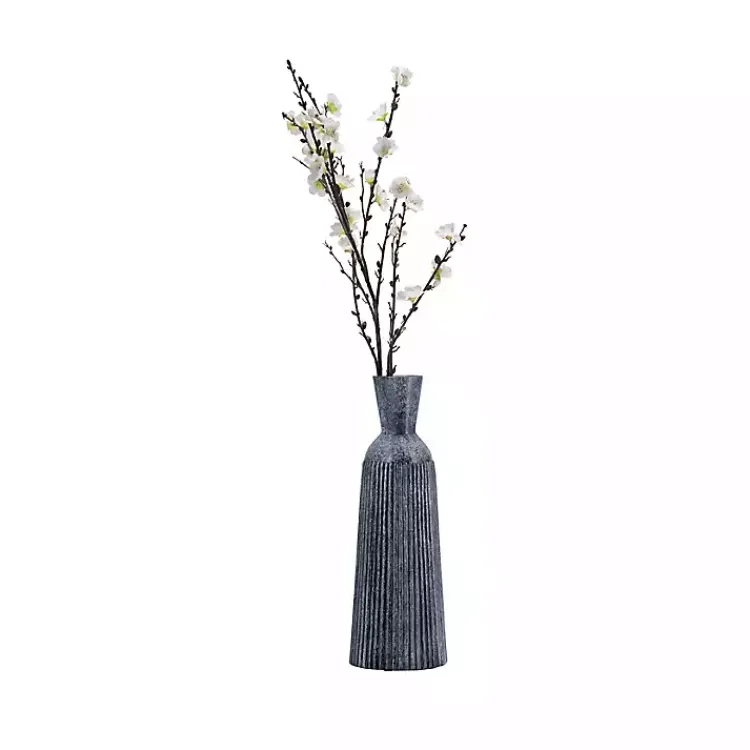 Vases>Kirklands Home Grooved Glass Vase, 16in Blue