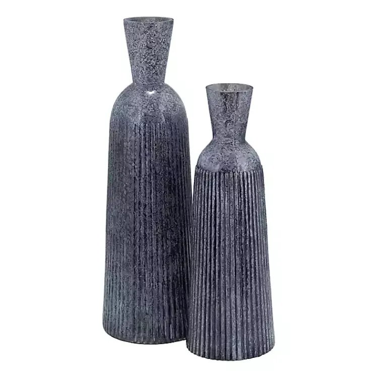 Vases>Kirklands Home Grooved Glass Vase, 16in Blue