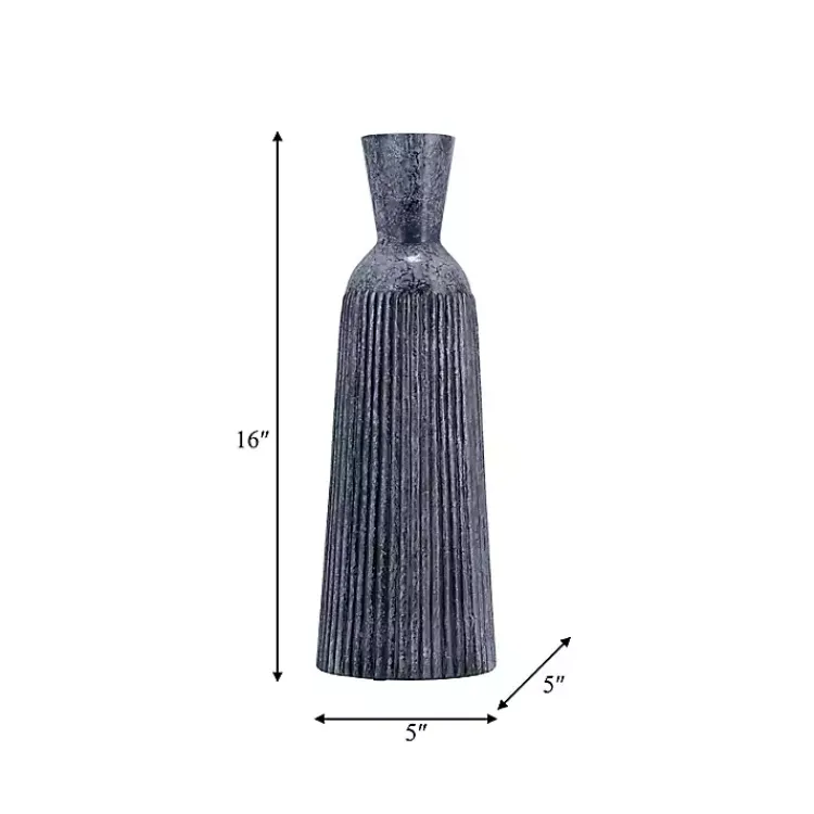 Vases>Kirklands Home Grooved Glass Vase, 16in Blue