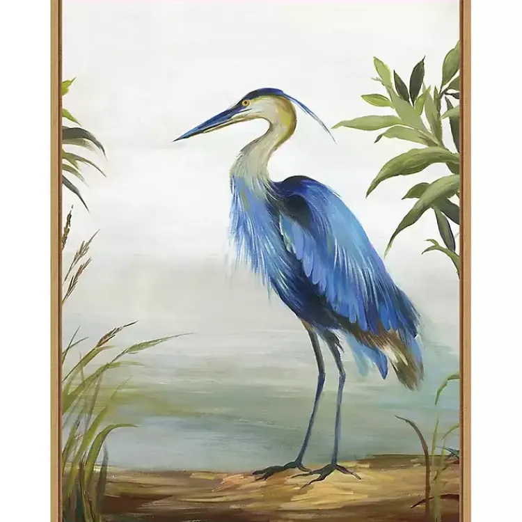 Kirklands Home Heron Framed Canvas Art Print Blue Discount