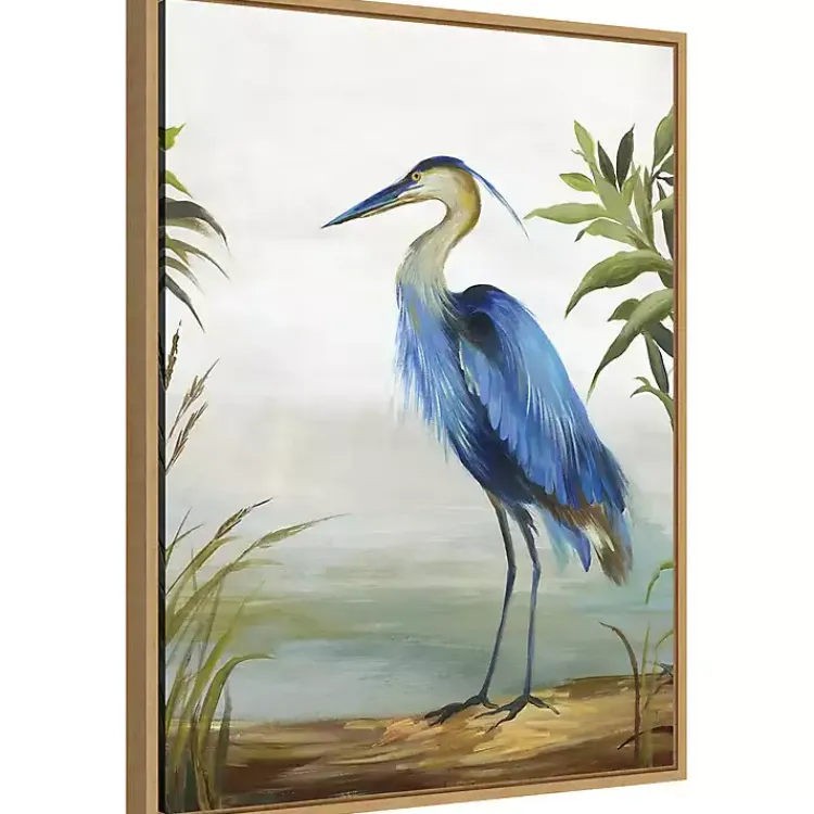 Kirklands Home Heron Framed Canvas Art Print Blue Discount