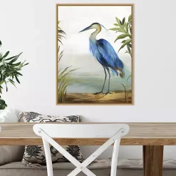 Kirklands Home Heron Framed Canvas Art Print Blue Discount