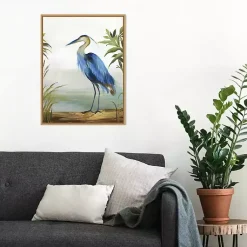 Kirklands Home Heron Framed Canvas Art Print Blue Discount