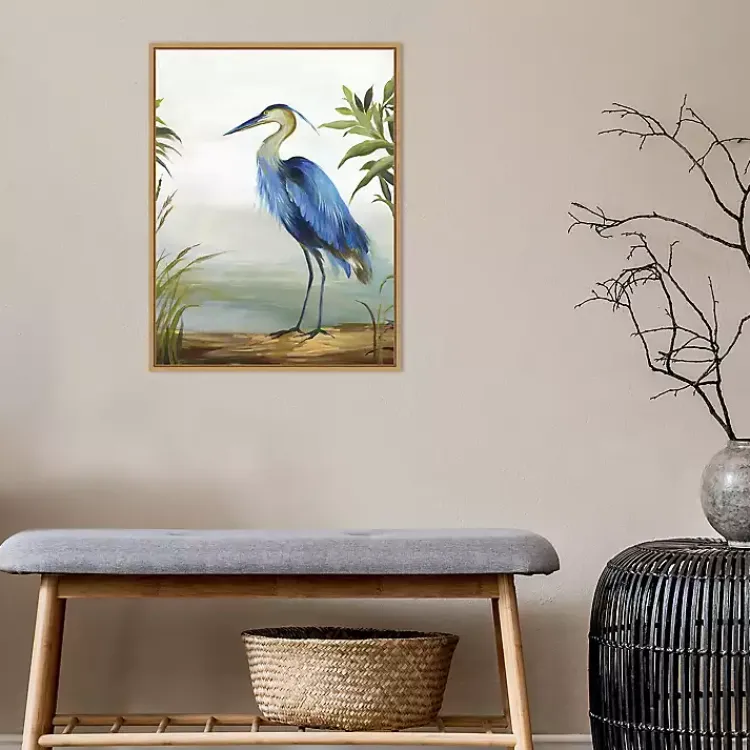 Kirklands Home Heron Framed Canvas Art Print Blue Discount