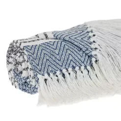 Blankets & Throws>Kirklands Home Herringbone Multi Striped Throw Blue