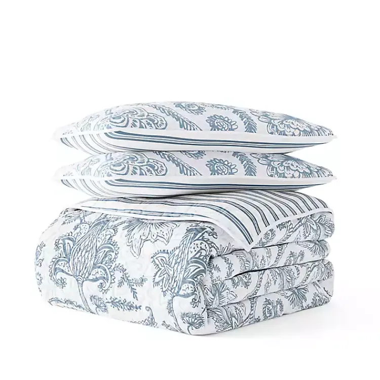 Kirklands Home Blue Jacobean Reversible 3-pc. Queen Quilt Set Outlet