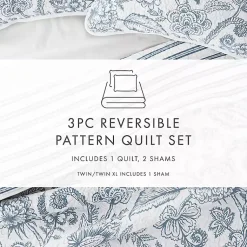 Kirklands Home Blue Jacobean Reversible 3-pc. King Quilt Set Hot