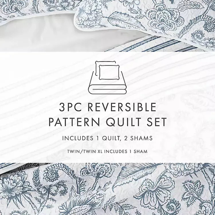 Kirklands Home Blue Jacobean Reversible 3-pc. King Quilt Set Hot