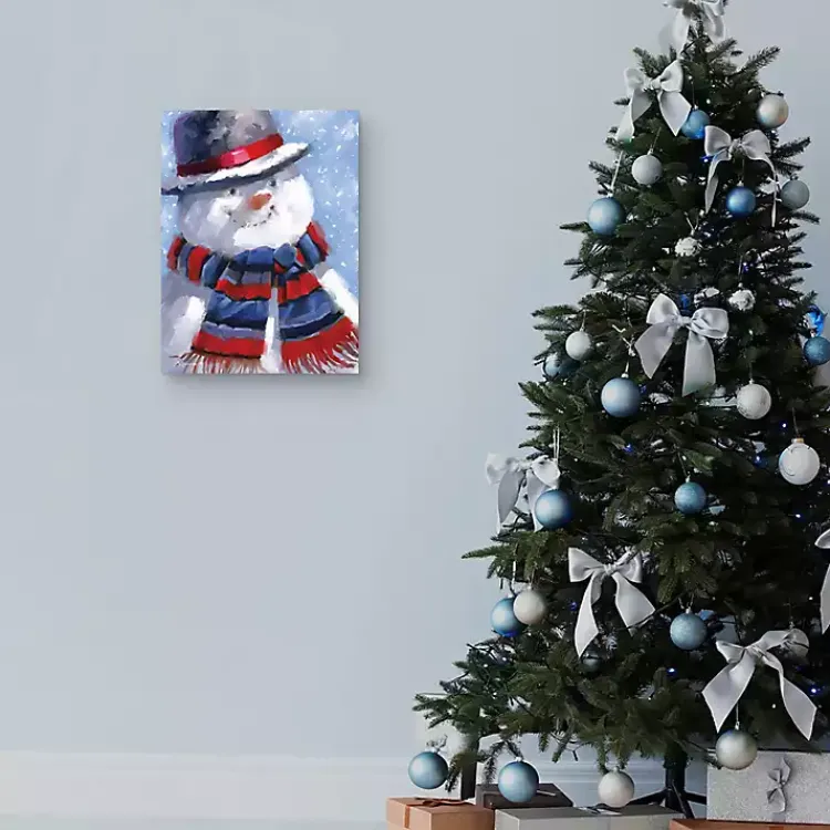 Christmas Art & Wall Decor>Kirklands Home Blue Jolly Snowman Canvas Art Print