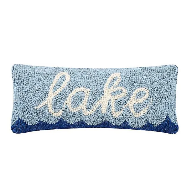 Pillows>Kirklands Home Lake Hooked Wool Lumbar Pillow Blue