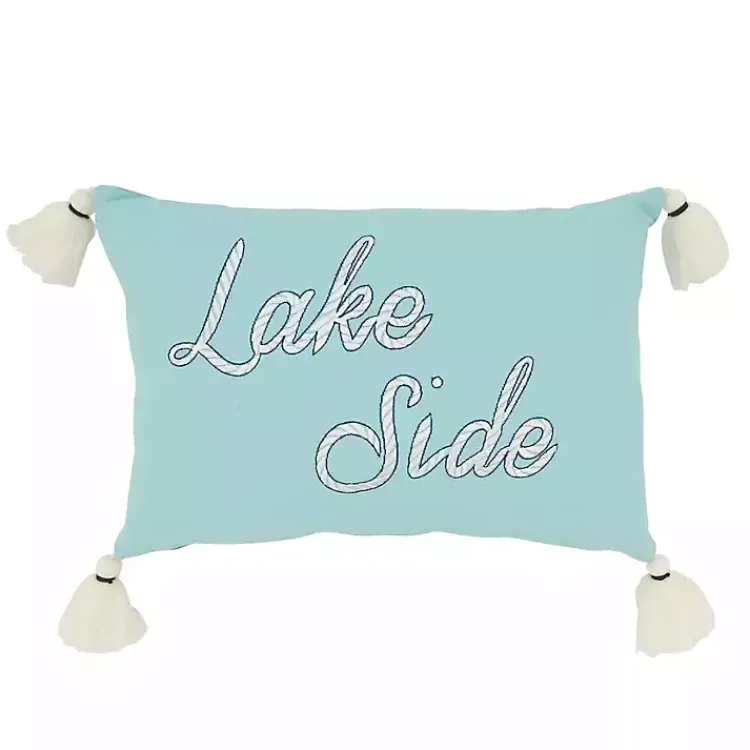 Pillows>Kirklands Home Lake Side Tassel Lumbar Pillow Blue