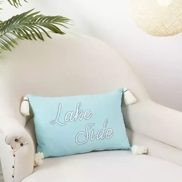 Pillows>Kirklands Home Lake Side Tassel Lumbar Pillow Blue