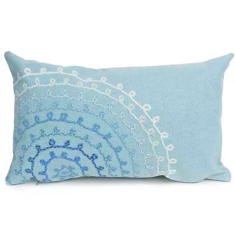 Kirklands Home Lamontage Swirl Outdoor Lumbar Pillow Blue Hot