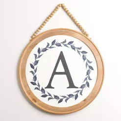 Kirklands Home Blue Leaf Wreath Monogram A Wood Wall Plaque