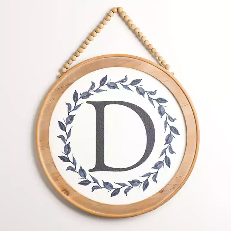 Kirklands Home Blue Leaf Wreath Monogram D Wood Wall Plaque Sale