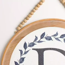 Kirklands Home Blue Leaf Wreath Monogram D Wood Wall Plaque Sale