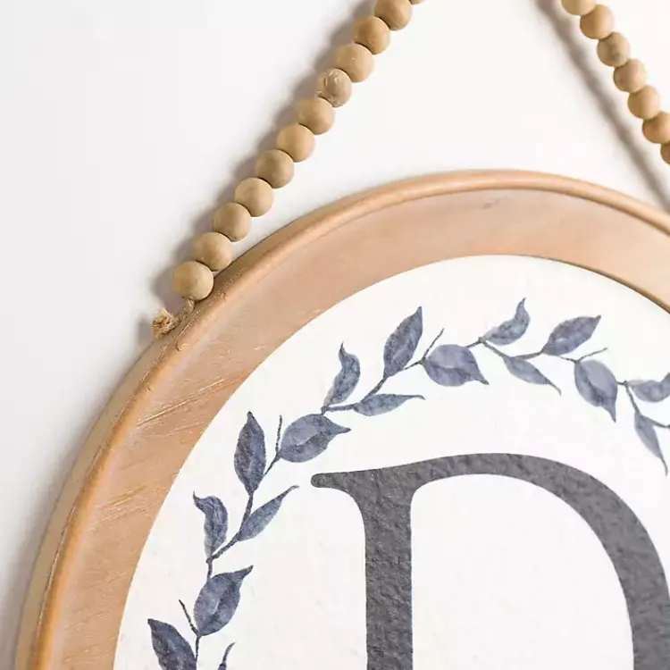 Kirklands Home Blue Leaf Wreath Monogram D Wood Wall Plaque Sale
