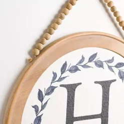 Kirklands Home Blue Leaf Wreath Monogram H Wood Wall Plaque Online