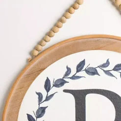 Kirklands Home Blue Leaf Wreath Monogram R Wood Wall Plaque Best