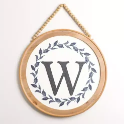 Kirklands Home Blue Leaf Wreath Monogram W Wood Wall Plaque Outlet