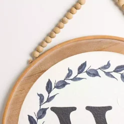Kirklands Home Blue Leaf Wreath Monogram W Wood Wall Plaque Outlet