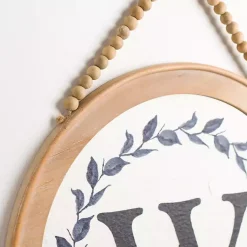 Kirklands Home Blue Leaf Wreath Monogram W Wood Wall Plaque Outlet
