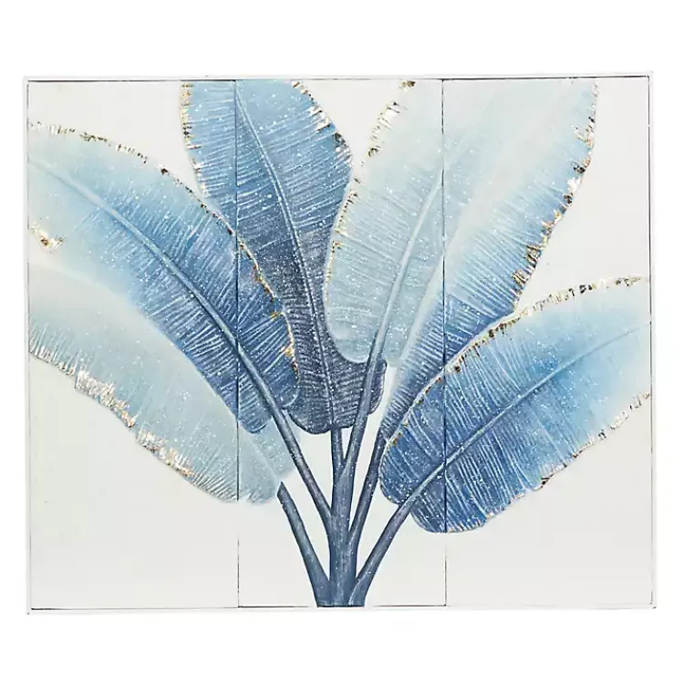 Kirklands Home Blue Leaves Coastal Metal Art Print Outlet