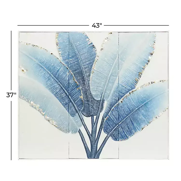 Kirklands Home Blue Leaves Coastal Metal Art Print Outlet