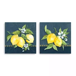 Kirklands Home Blue Lemon Squeeze Canvas Art Prints, Set of 2 New