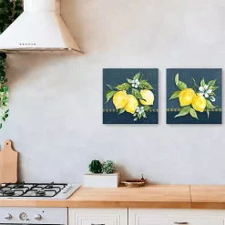 Kirklands Home Blue Lemon Squeeze Canvas Art Prints, Set of 2 New