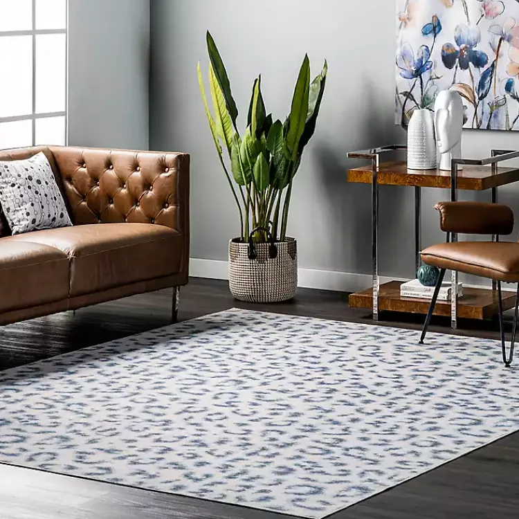 Kirklands Home Blue Leopard Spots Washable Area Rug, 5x8 Online