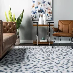 Kirklands Home Blue Leopard Spots Washable Area Rug, 5x8 Online