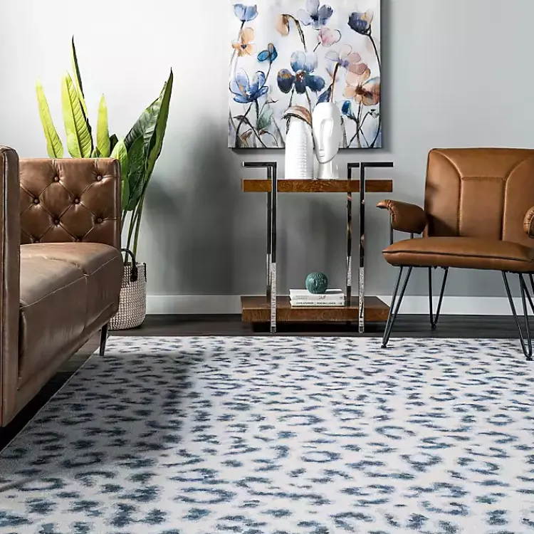 Kirklands Home Blue Leopard Spots Washable Area Rug, 5x8 Online