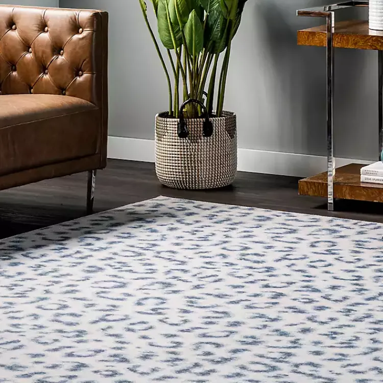 Kirklands Home Blue Leopard Spots Washable Area Rug, 5x8 Online