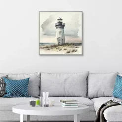 Kirklands Home Blue Lighthouse Framed Canvas Art Print