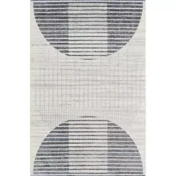 Kirklands Home Blue Linear Geometric Washable Area Rug, 4x6