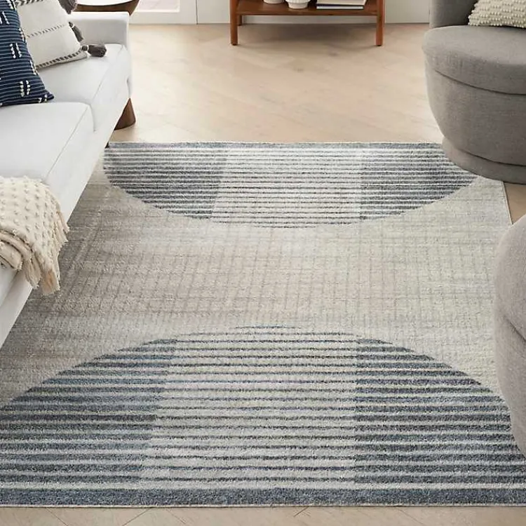 Kirklands Home Blue Linear Geometric Washable Area Rug, 6x9 Outlet