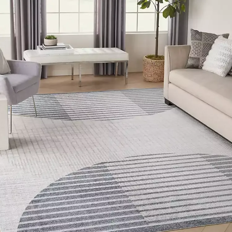 Kirklands Home Blue Linear Geometric Washable Area Rug, 9x12 New