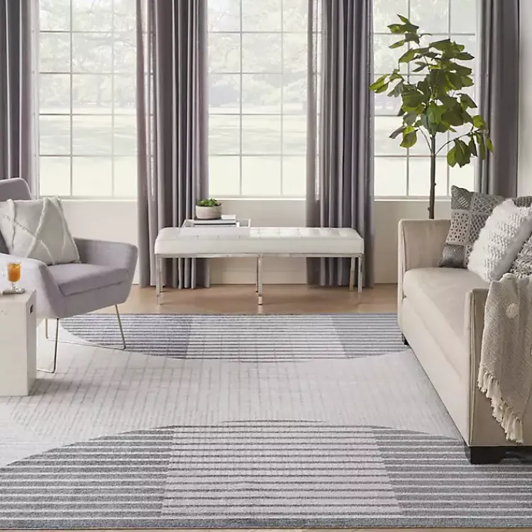 Kirklands Home Blue Linear Geometric Washable Area Rug, 9x12 New