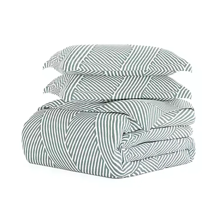 Kirklands Home Blue Linear 3-pc. King Duvet Cover Set New