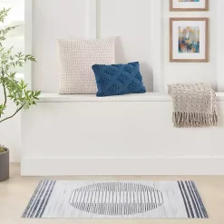 Kirklands Home Blue Linear Sphere Washable Accent Rug, 2x4 Discount