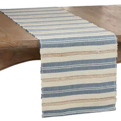 Kirklands Home Blue Long Striped Water Hyacinth Table Runner Sale