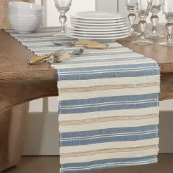 Kirklands Home Blue Long Striped Water Hyacinth Table Runner Sale